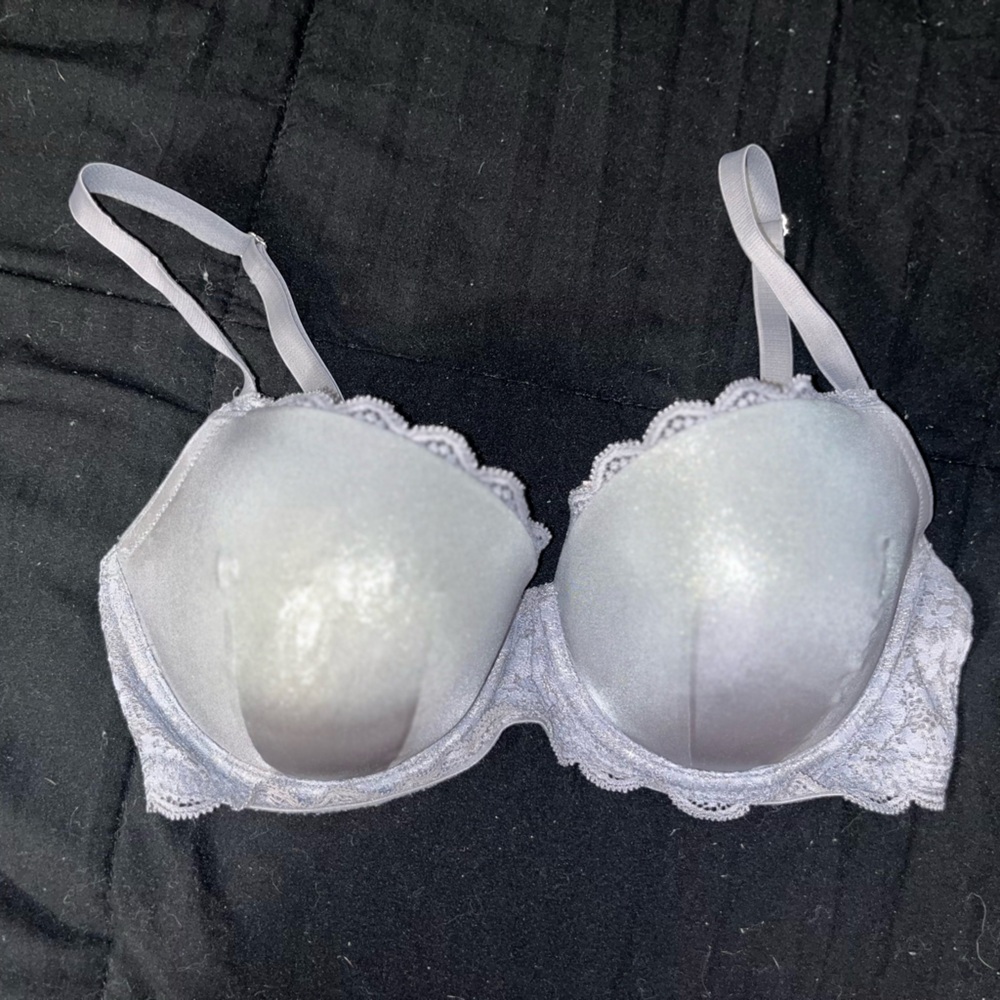 Victoria's Secret Bra Gray Shimmer Lined Demi Underwire Body By Victoria